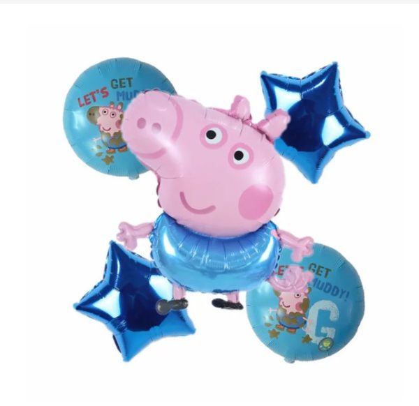Set Globos Aluminio George 5pzas (Peppa Pig)
