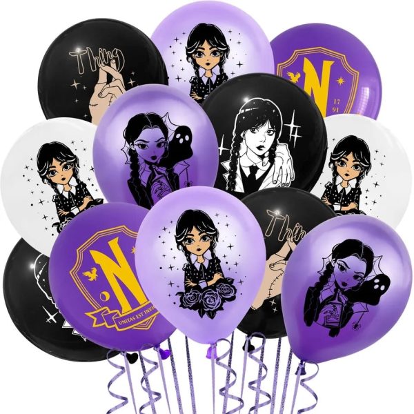 Pack 12 Globos Látex Cumpleaños Merlina mod 2