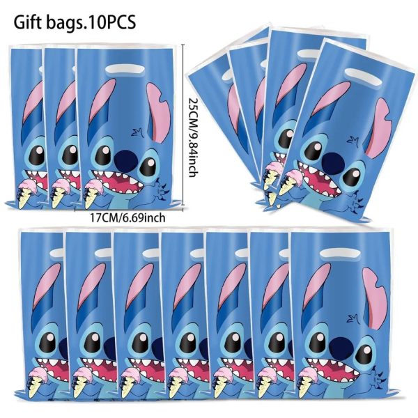 Bolsas Dulceras 10 Unidades para Cumpleaños Lilo & Stich (Azul Mod2)