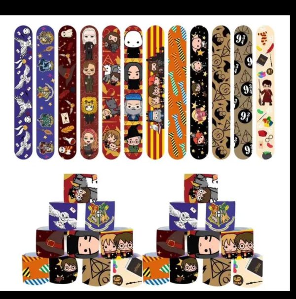 Pack 12 Pulseras Slap Decorativa Harry Potter