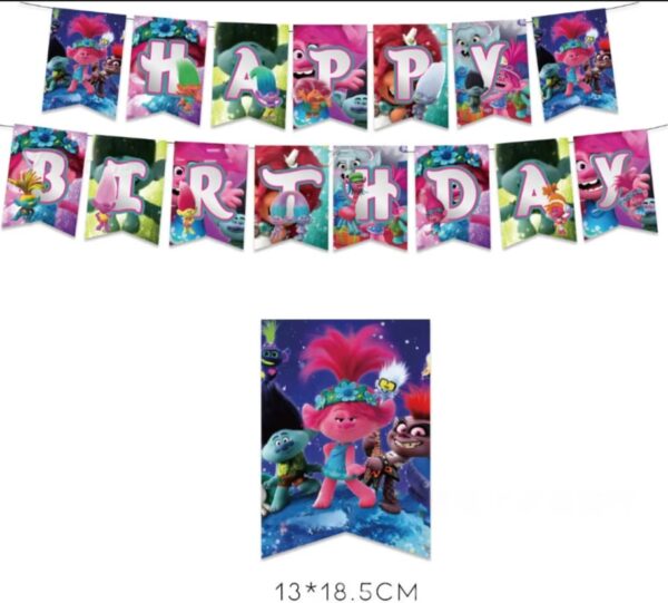 Banderín/Guirnalda para Decoración Trolls (Mod 2)