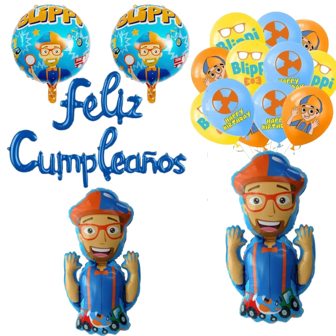 Set Globos Aluminio + 12 Globos Látex Cumpleaños Blippi – Tu Fiesta a ...