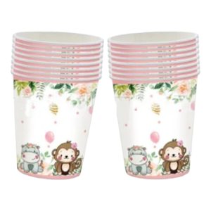 Pack de 10 Vasos Animales Safari (Rosa)