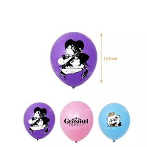 Pack 12 Globos Látex Cumpleaños Genshin Impact