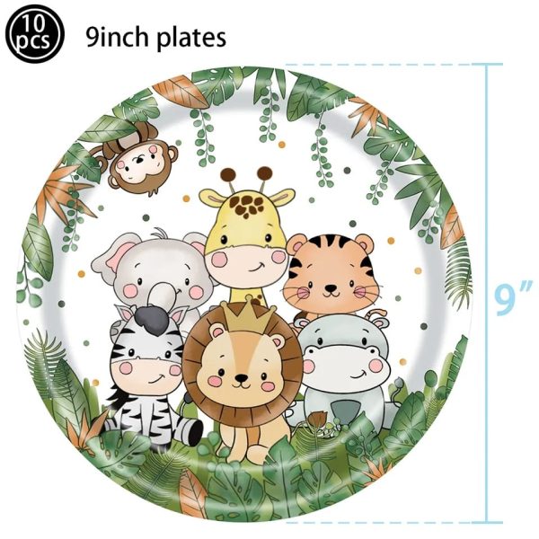 Platos Decorativos 10 Unidades para Cumpleaños Animales Safari