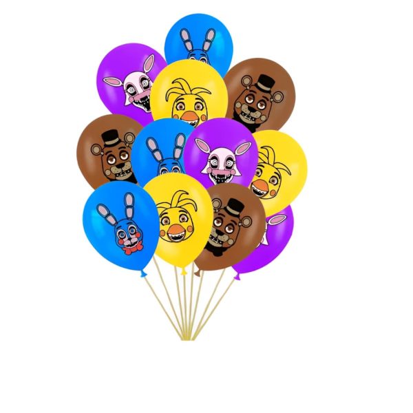 Pack 12 Globos Látex Cumpleaños Five Night´s at Freddys ( Fnaf)