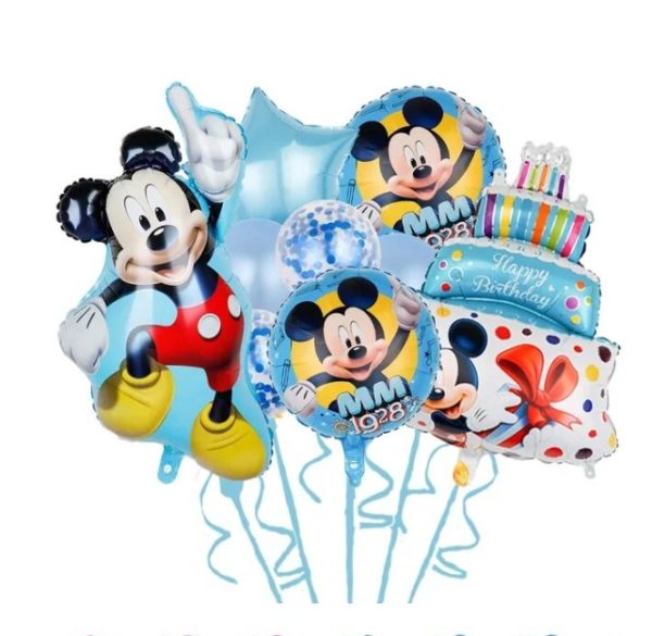 Set Globos Aluminio + látex Cumpleaños Mickey Mouse