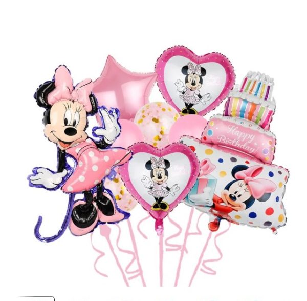 Set Globos Aluminio + Látex Cumpleaños Minnie Maouse