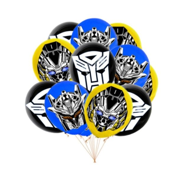 Pack 12 Globos Látex Cumpleaños Transformers mod 2