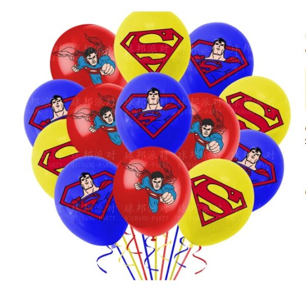 Pack 12 Globos Látex Cumpleaños Superman ( Superheroe)
