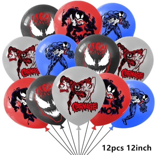 Pack 12 Globos Látex Cumpleaños Venom mod 1