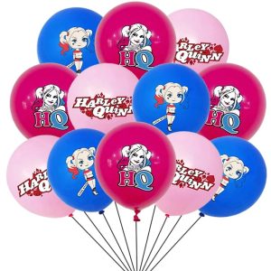 Pack 12 globos látex para Cumpleaños Harley Quinn (Mod2)
