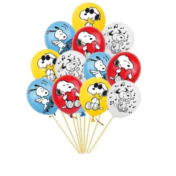 Pack 12 Globos Látex  Cumpleaños Snoopy