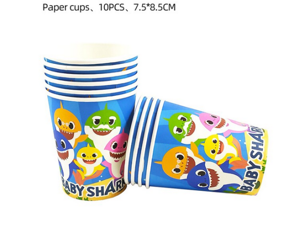 Pack de 10 Vasos para Cumpleaños Tiburon Bebe (Baby Shark)