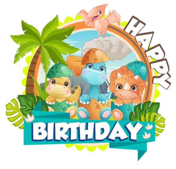 Topper para Torta Cumpleaños Dinosaurios Bebé (Azul)