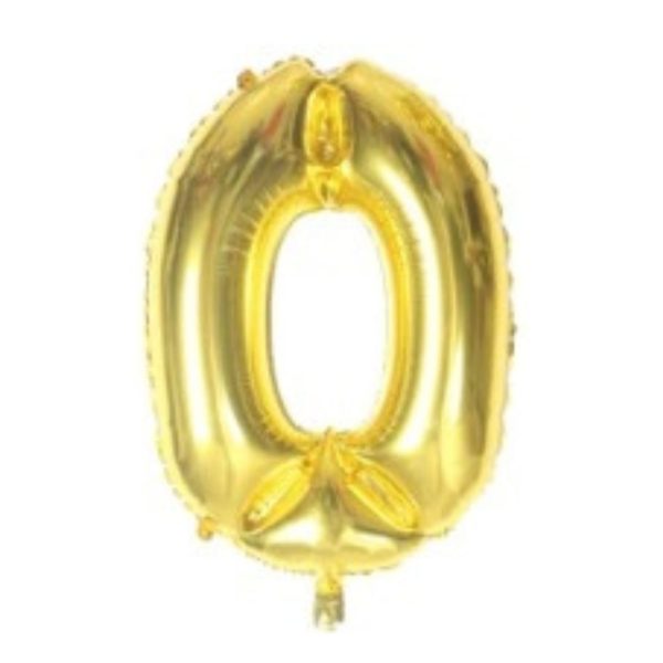 Globo Metálico Numero 0 Dorado 32" (70cm)