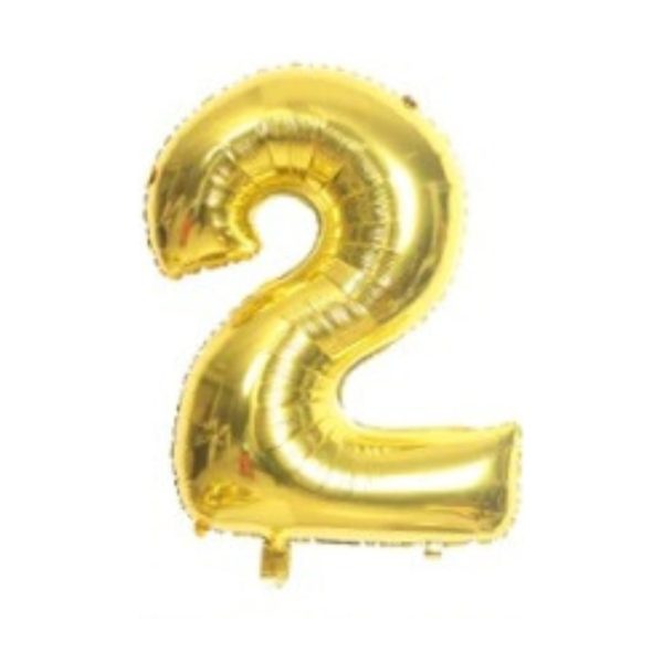 Globo Metálico Numero 2 Dorado 32" (70cm)