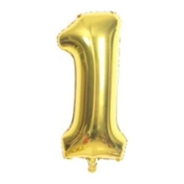 Globo Metálico Numero 1 Dorado 32" (70cm)