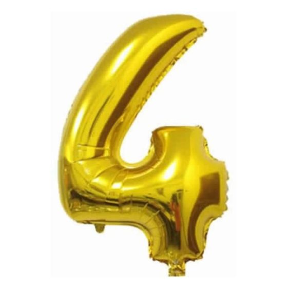 Globo Metálico Numero 4 Dorado 32" (70cm)