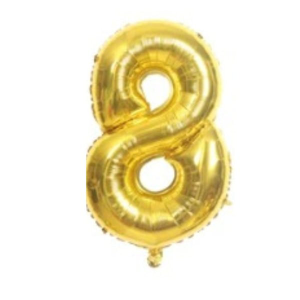 Globo Metálico Numero 8 Dorado 32" (70cm)