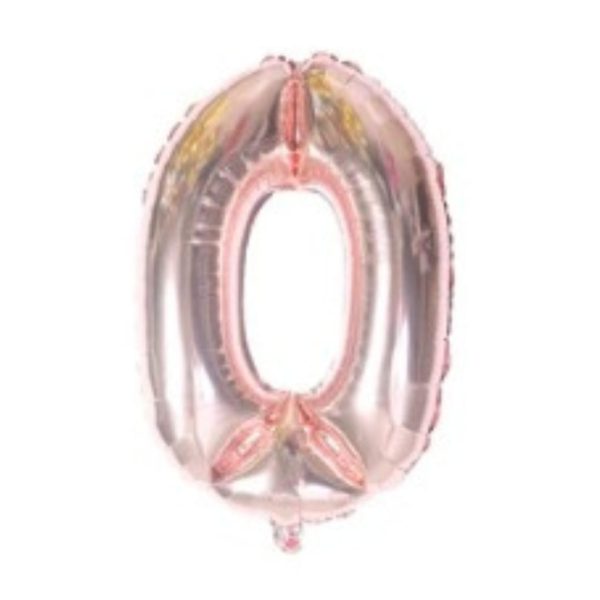 Globo Metálico Numero 0 Rosa Gold 32" (70cm)