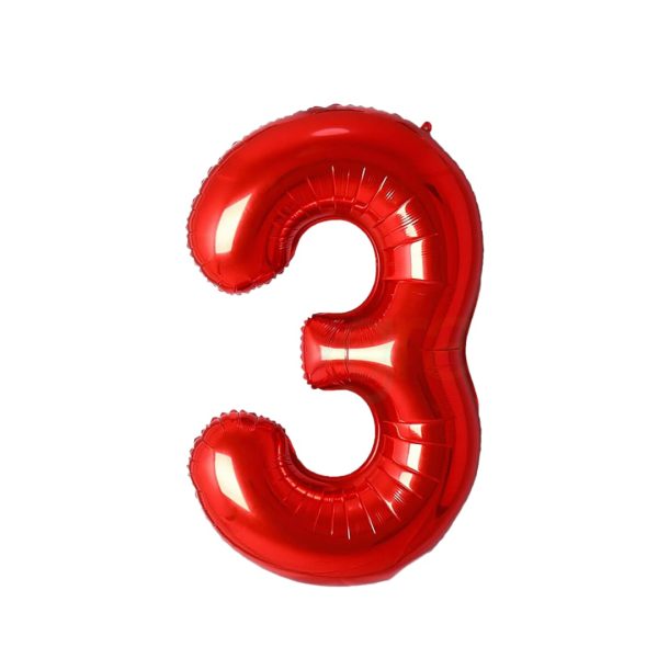 Globo Metálico Numero 3 Rojo 32" (70cm)