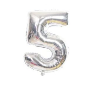 Globo Metálico Numero 5 Plata 32" (70cm)