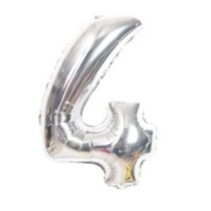 Globo Metálico Numero 4 Plata 32" (70cm)