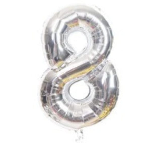 Globo Metálico Numero 8 Plata 32" (70cm)