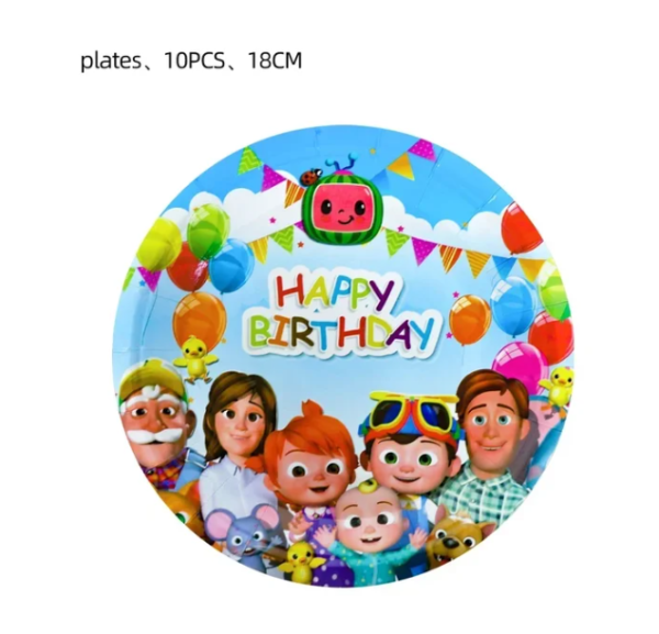 Pack de 10 Platos para Cumpleaños Cocomelon