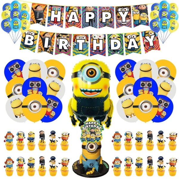 Set Decorativo Globos con Banderin y Toppers Minions