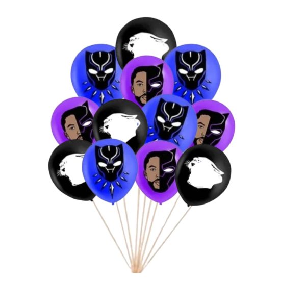 Set 12 Globos Látex Pantera Negra