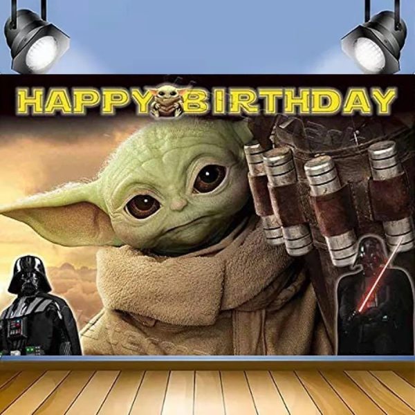 Set Decorativo + Fondo Telón Cumpleaños Baby Yoda - Imagen 2