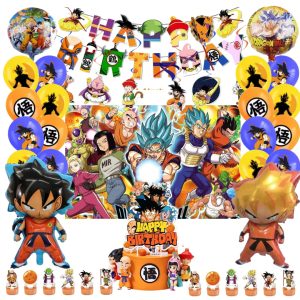Set Decorativo + Fondo Telón Cumpleaños Dragon Ball mod 2