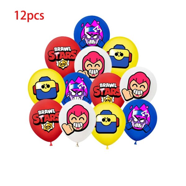 Pack 12 Globos Látex Cumpleaños Brawl Stars
