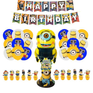 Set Decorativo Globos con Banderin y Toppers Minions