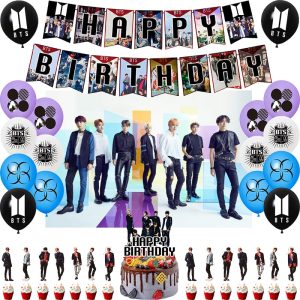 Set Decorativo + Fondo Telón Cumpleaños Bts