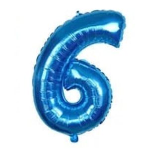 Globo Metálico Numero 6 Azul 32" (70cm)