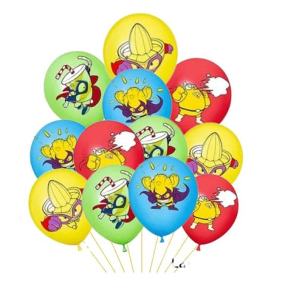 Pack 12 Globos Látex Cumpleaños Super Zings