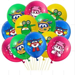 Pack 12 Globos Látex Cumpleaños  Super Wings