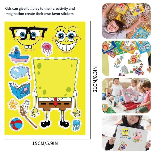 Set Stickers Pegatinas Rompecabezas Bob Esponja 16pzas - Imagen 2