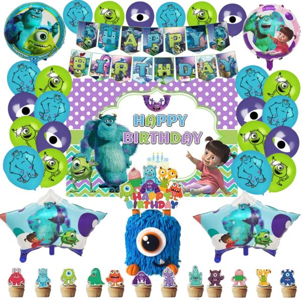 Set Decorativo + Fondo Telón Cumpleaños Monster Ink