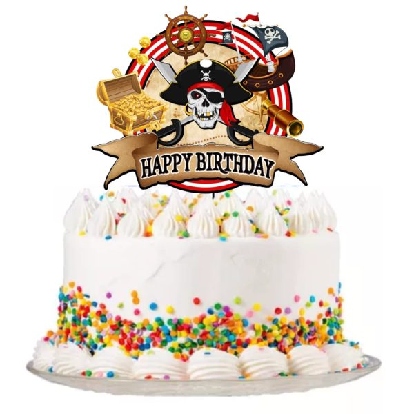 Topper para Torta de Cumpleaños Piratas - Imagen 2