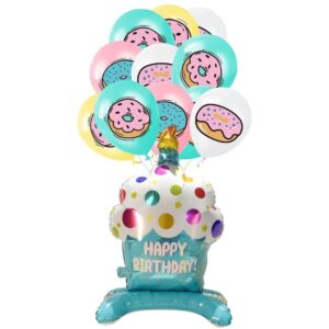 Set Globo Aluminio + látex Cupcake de Feliz Cumpleaños Azul