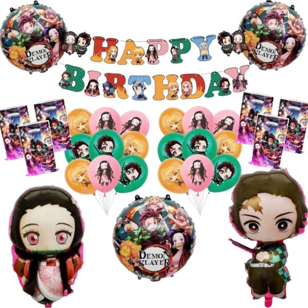 Set Globos con Banderin Demon Slayer