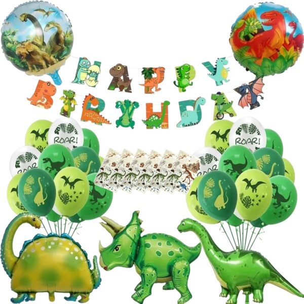 Set Globos con Banderin Dinosaurios