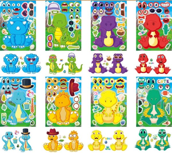 Set Stickers Pegatinas Rompecabezas Dinosaurio 16pzas