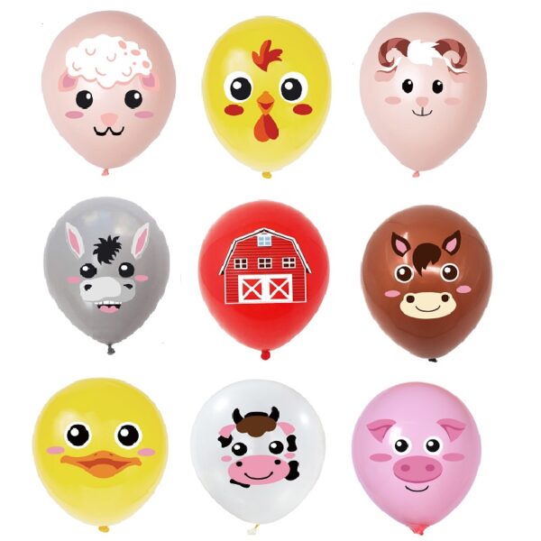 Pack 12 Globos Látex Animales de la Granja (Mod 2) - Imagen 2