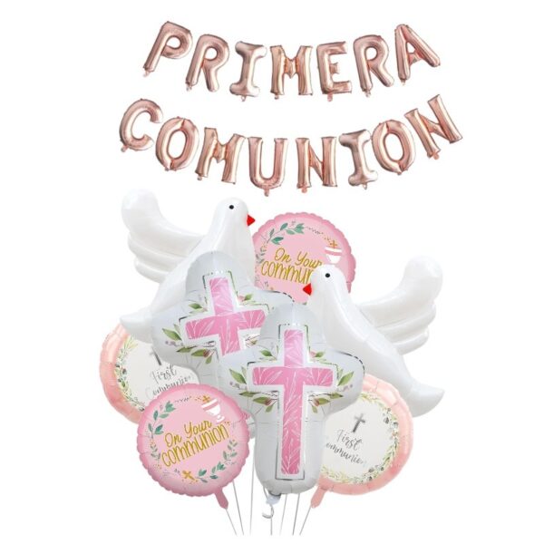 Set globos Primera Comunión (Rosa)