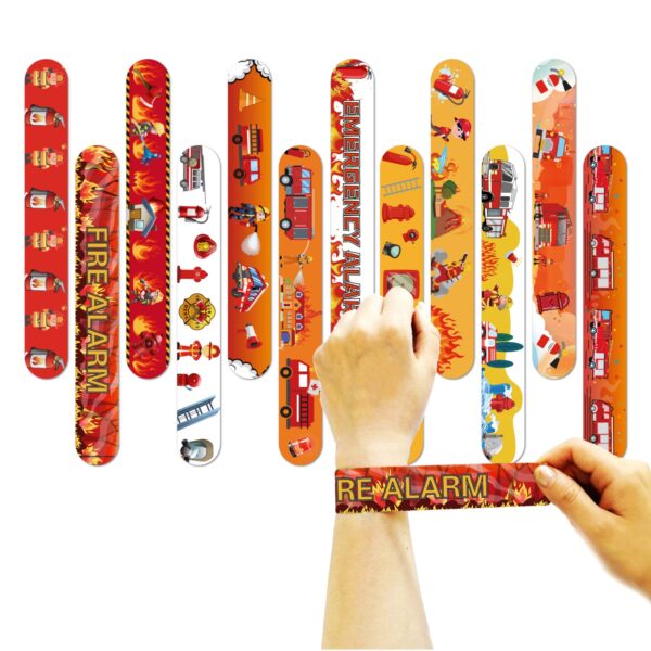 Pulseras Slap Decorativa 12 unidades Cumpleaños Bomberos - Imagen 2